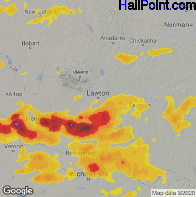 Hail Map Lawton, OK May 02, 2025 
