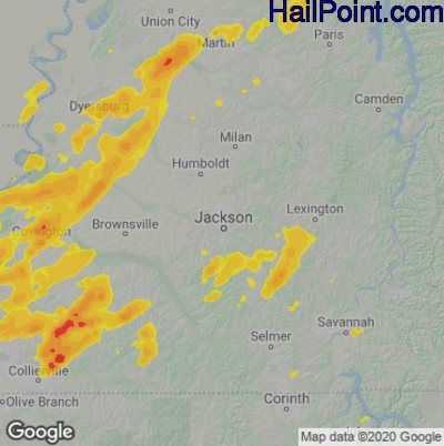 Hail Map Jackson, TN May 02, 2025 