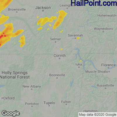 Hail Map Corinth, MS May 02, 2025 