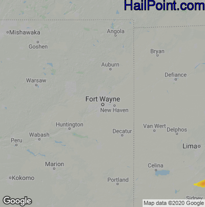 Hail Map Fort Wayne, IN May 02, 2025 