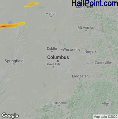 Hail Map Columbus, OH May 02, 2025 
