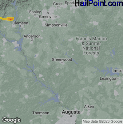Hail Map Greenwood, SC May 02, 2025 