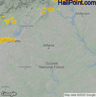 Hail Map Athens, GA May 02, 2025 