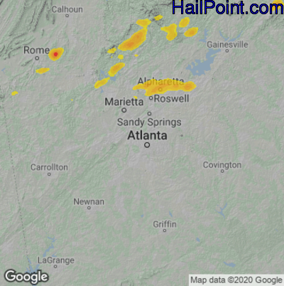 Hail Map Atlanta, GA May 02, 2025 