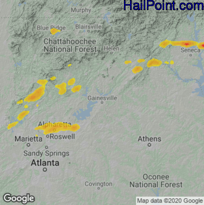 Hail Map Gainsville, GA May 02, 2025 