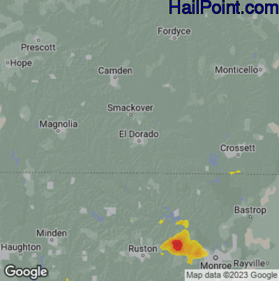 Hail Map El Dorado, AR May 02, 2025 