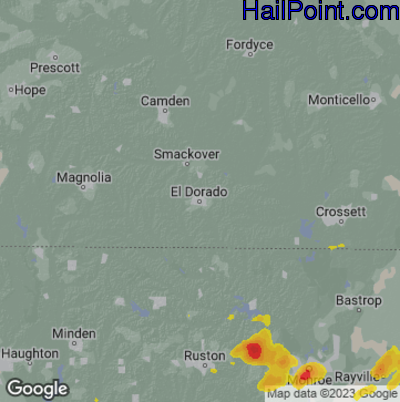 Hail Map for El Dorado, AR Region on May 2, 2025
