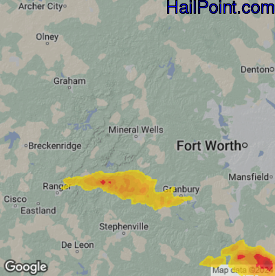 Hail Map Mineral Wells, TX May 02, 2025 