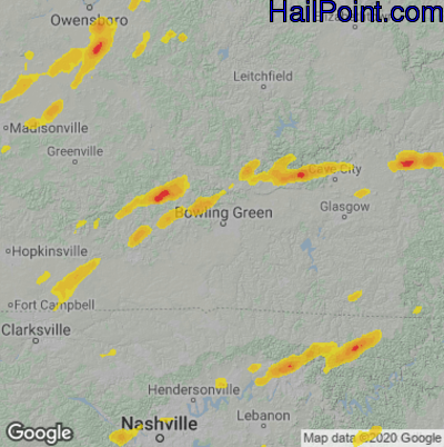 Hail Map Bowling Green, KY May 02, 2025 