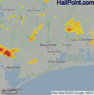 Hail Map for Beaumont, TX Region on May 2, 2025