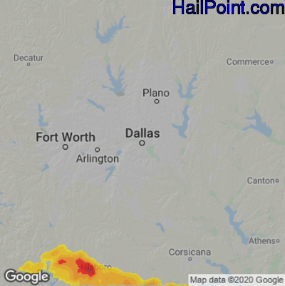 Hail Map Dallas, TX May 02, 2025 