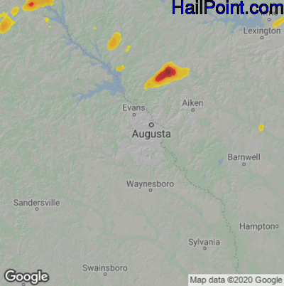 Hail Map Augusta, GA May 02, 2025 