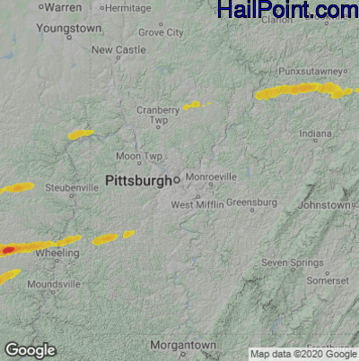 Hail Map Pittsburgh, PA May 02, 2025 