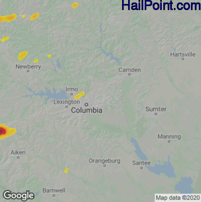 Hail Map Columbia, SC May 02, 2025 