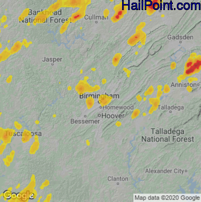 Hail Map Birmingham, AL May 02, 2025 