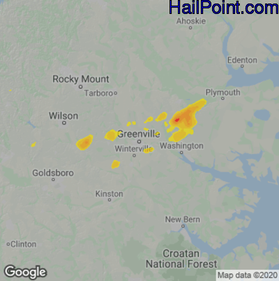 Hail Map Greenville, NC May 02, 2025 