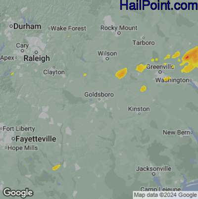Hail Map Goldsboro, NC May 02, 2025 