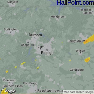 Hail Map for Raleigh, NC Region on May 2, 2025