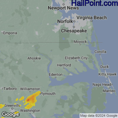 Hail Map Elziabeth City, NC May 02, 2025 