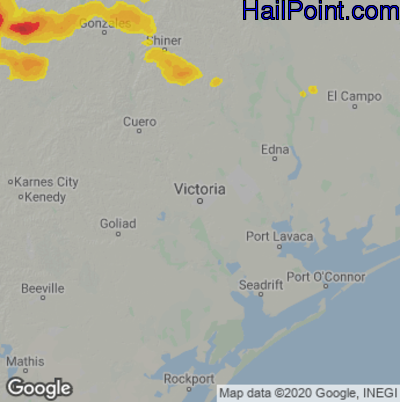Hail Map for Victoria, TX Region on May 2, 2025
