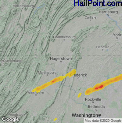 Hail Map Hagerstown, MD May 03, 2025 