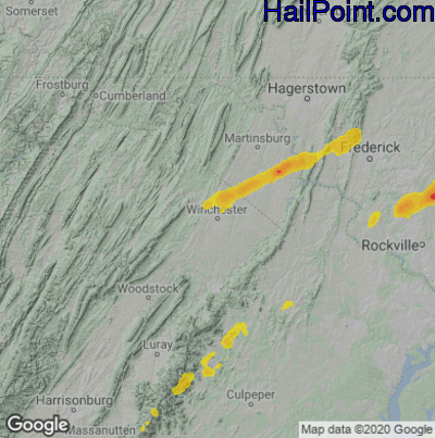 Hail Map Winchester, VA May 03, 2025 