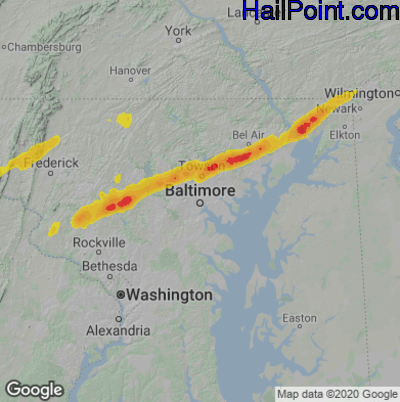 Hail Map Baltimore, MD May 03, 2025 
