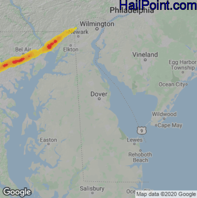 Hail Map Dover, DE May 03, 2025 