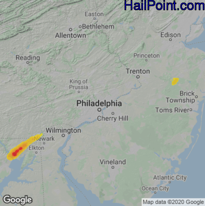 Hail Map Philadelphia, PA May 03, 2025 