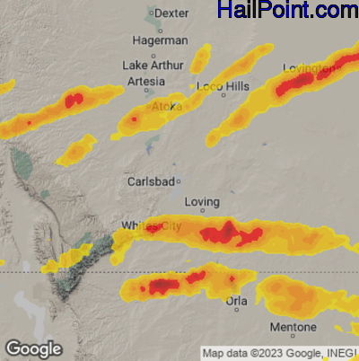 Hail Map for Carlsbad, NM Region on May 4, 2025