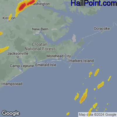 Hail Map for Morehead City, NC Region on May 5, 2025 