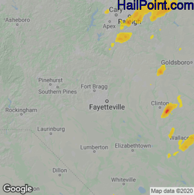 Hail Map for Fayetteville, NC Region on May 5, 2025 