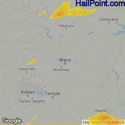 Hail Map for Waco, TX Region on May 5, 2025
