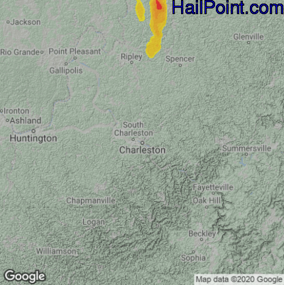 Hail Map Charleston, WV May 05, 2025 