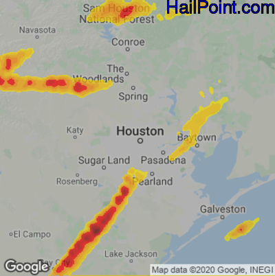 Hail Map for Houston, TX Region on May 5, 2025