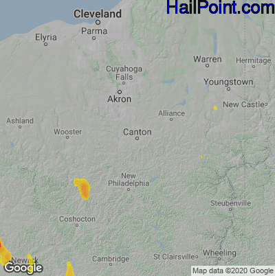 Hail Map for Canton, OH Region on May 5, 2025