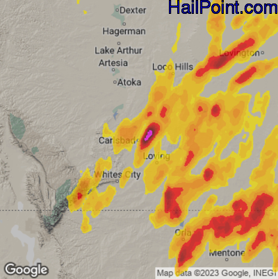 Hail Map for Carlsbad, NM Region on May 5, 2025