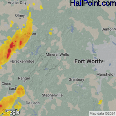 Hail Map Mineral Wells, TX May 06, 2025 