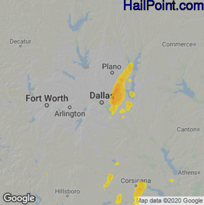 Hail Map Dallas, TX May 06, 2025 