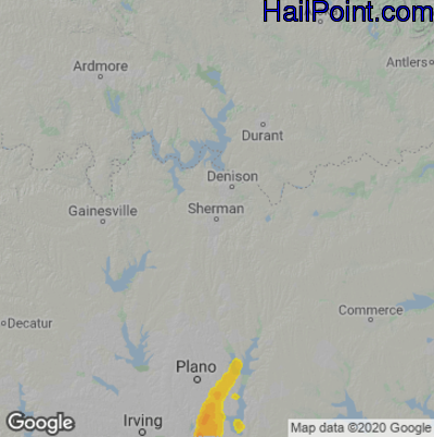 Hail Map for Sherman, TX Region on May 6, 2025