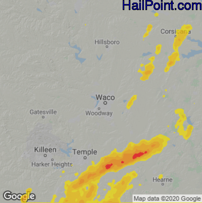 Hail Map for Waco, TX Region on May 6, 2025