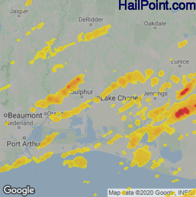 Hail Map for Lake Charles, LA Region on May 6, 2025