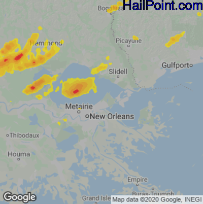 Hail Map New Orleans, LA May 06, 2025 