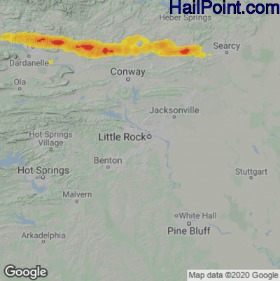 Hail Map Little Rock, AR May 08, 2025 