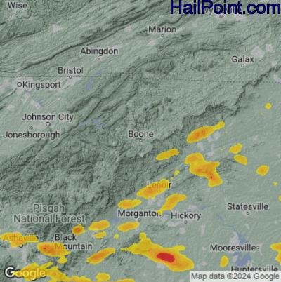 Hail Map for Boone, NC Region on May 8, 2025