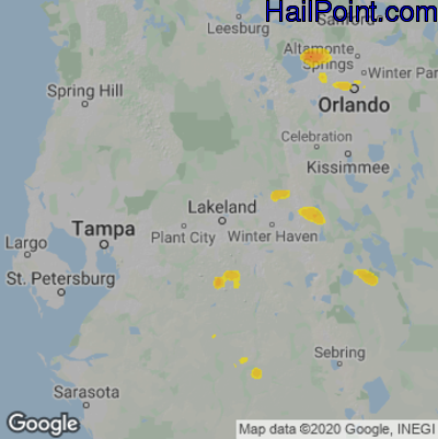 Hail Map for Lakeland, FL Region on May 8, 2025