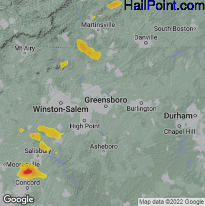 Hail Map Greensboro, NC May 08, 2025 