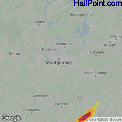 Hail Map Montgomery, AL May 08, 2025 
