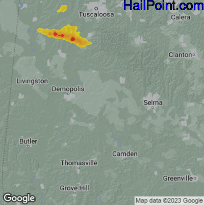 Hail Map Uniontown, AL May 09, 2025 