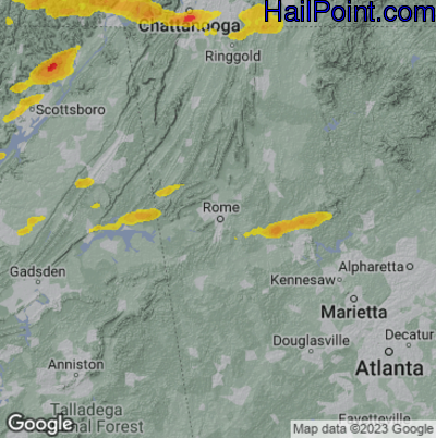 Hail Map Rome, GA May 09, 2025 